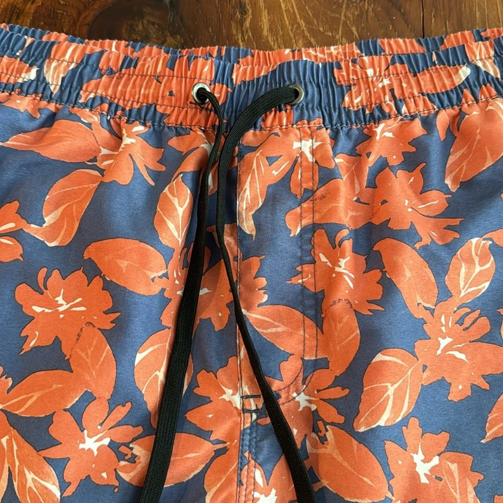 Quiksilver Blue and Orange Floral Swim Board Shorts